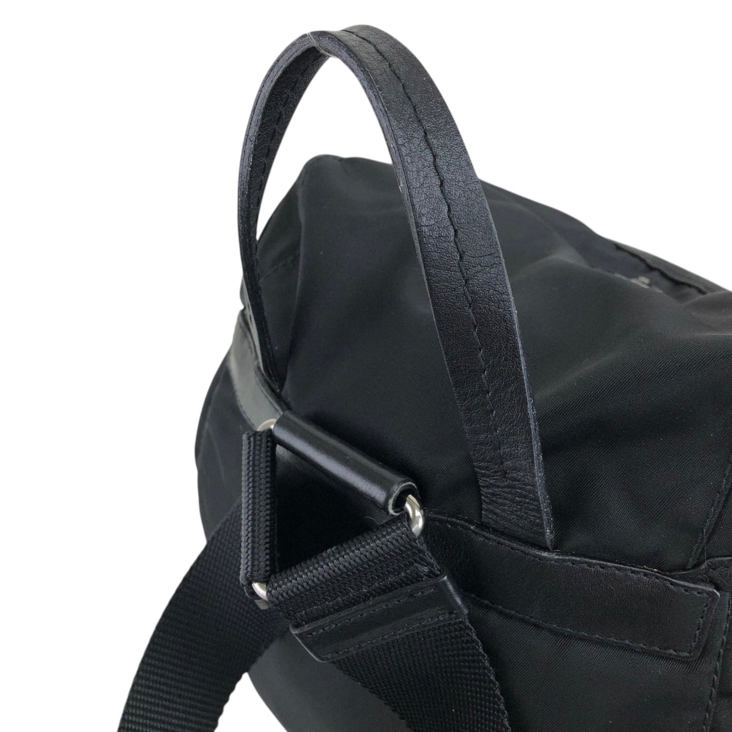 PRADA Triangle Logo Double Pocket Backpack Black Vintage rd6n42