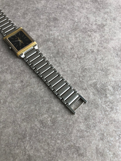 Yves Saint Laurent YSL Logo Quartz Watch Silver×Gold 5421-H04724 Vintage syzsmm