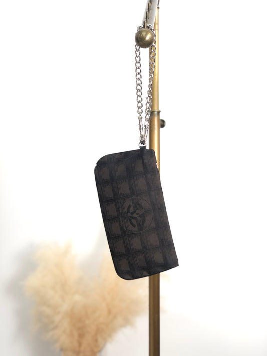 香奈兒新旅行鏈手提包棕色復古 2d7ied