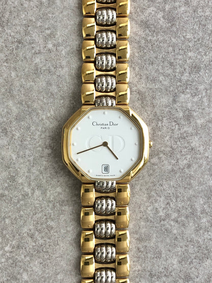 Christian Dior Quartz Watch Silver Gold Vintage 45.134  6jityc