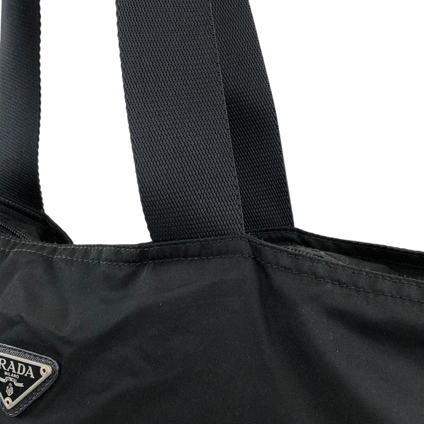 PRADA Tessuto Triangle Logo Totebag Black Vintage 4zvity