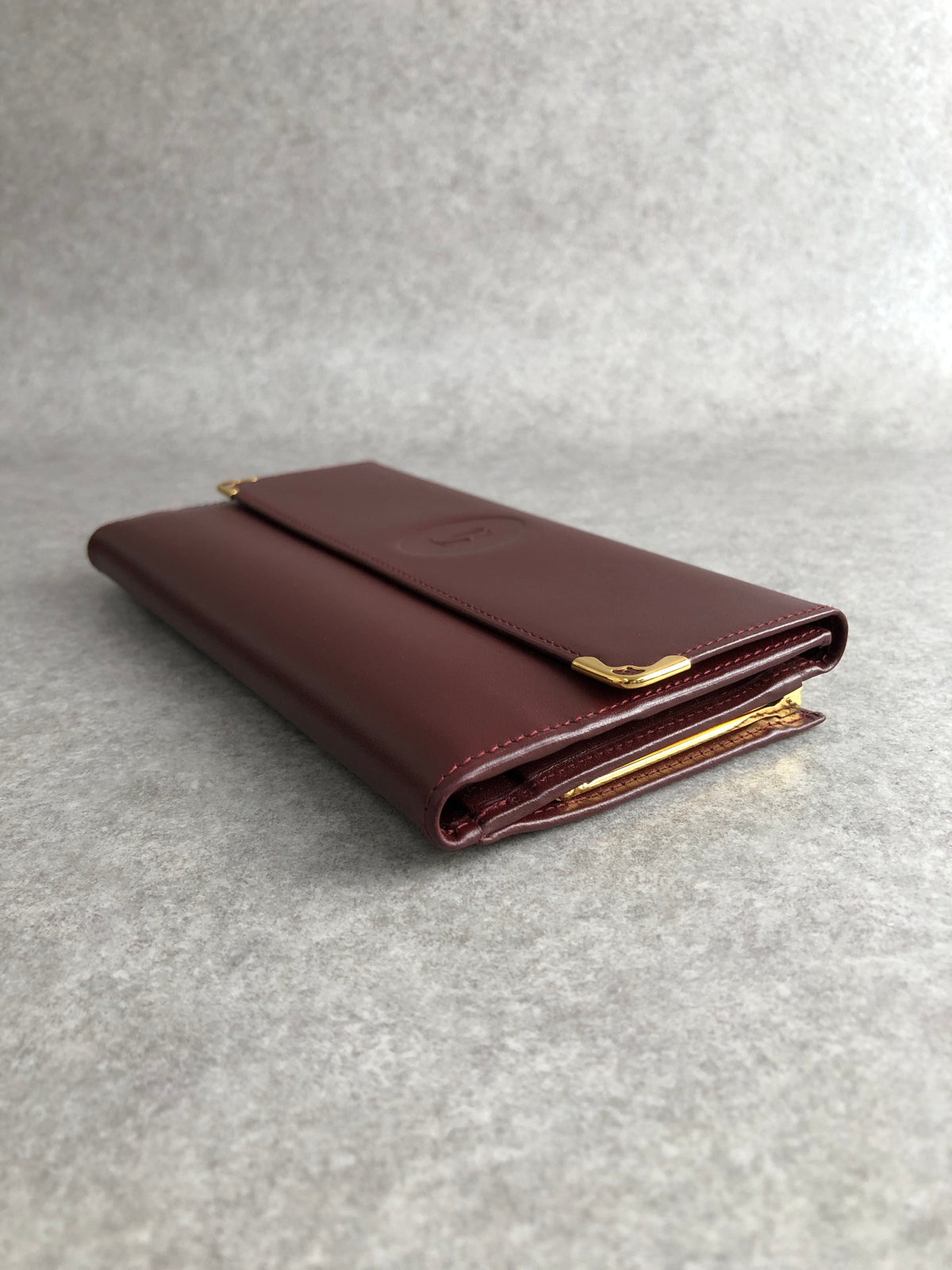 Cartier Logo Embossed Long Wallet Bordeaux Vintage shhgrp