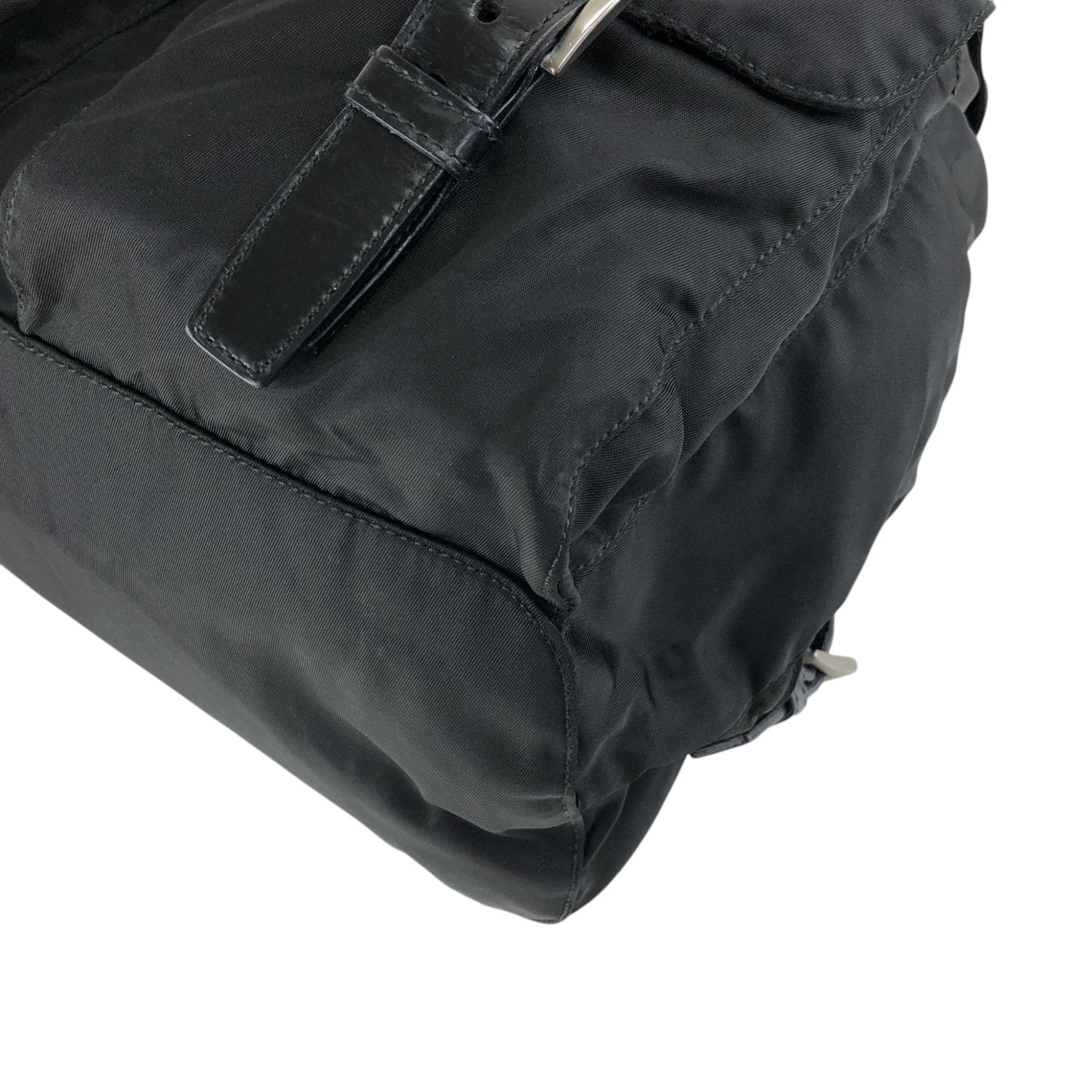 PRADA Tessuto Triangle Logo Double Pocket Backpack Black Vintage mehbr8
