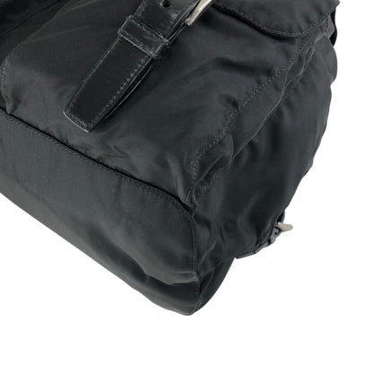 PRADA Tessuto Triangle Logo Double Pocket Backpack Black Vintage mehbr8