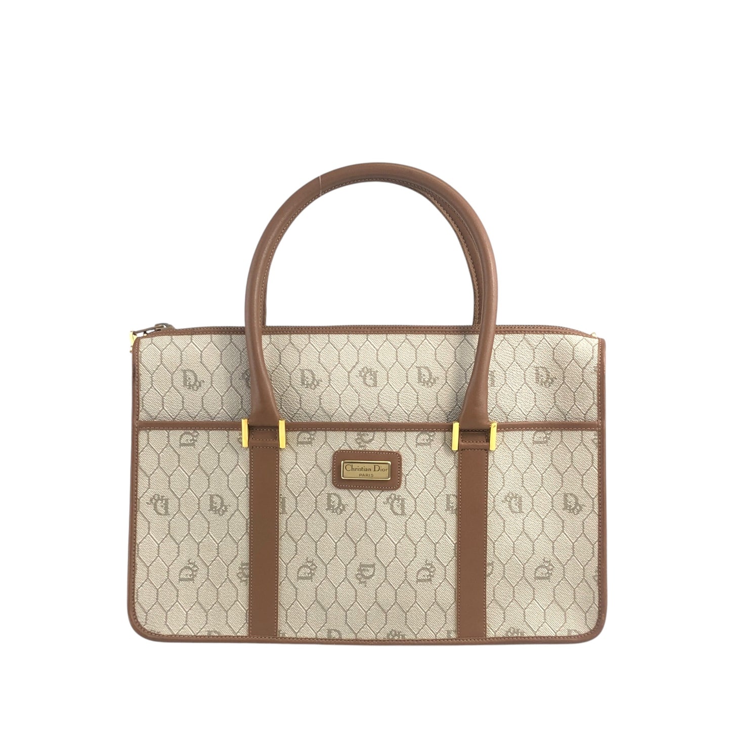 Christian Dior Honeycomb Pattern Handbag Beige Vintage r4yh5k