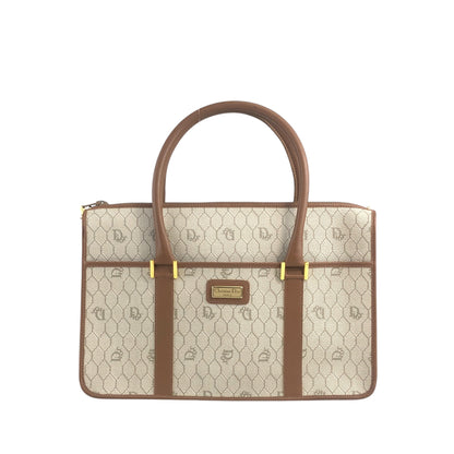 Christian Dior Honeycomb Pattern Handbag Beige Vintage r4yh5k