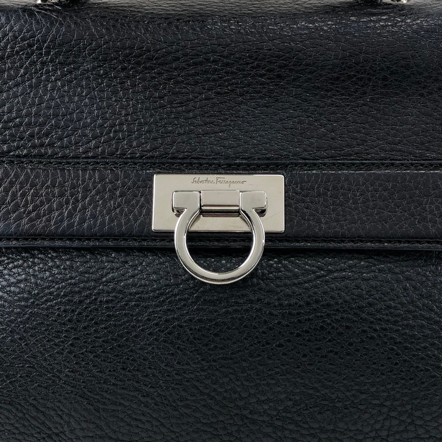 Salvatore Ferragamo Gancini Two-way Handbag Shoulder bag Black Vintage 82dd4b