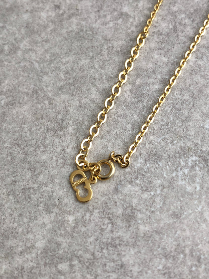 Christian Dior Logo Necklace Gold Vintage b3nfby