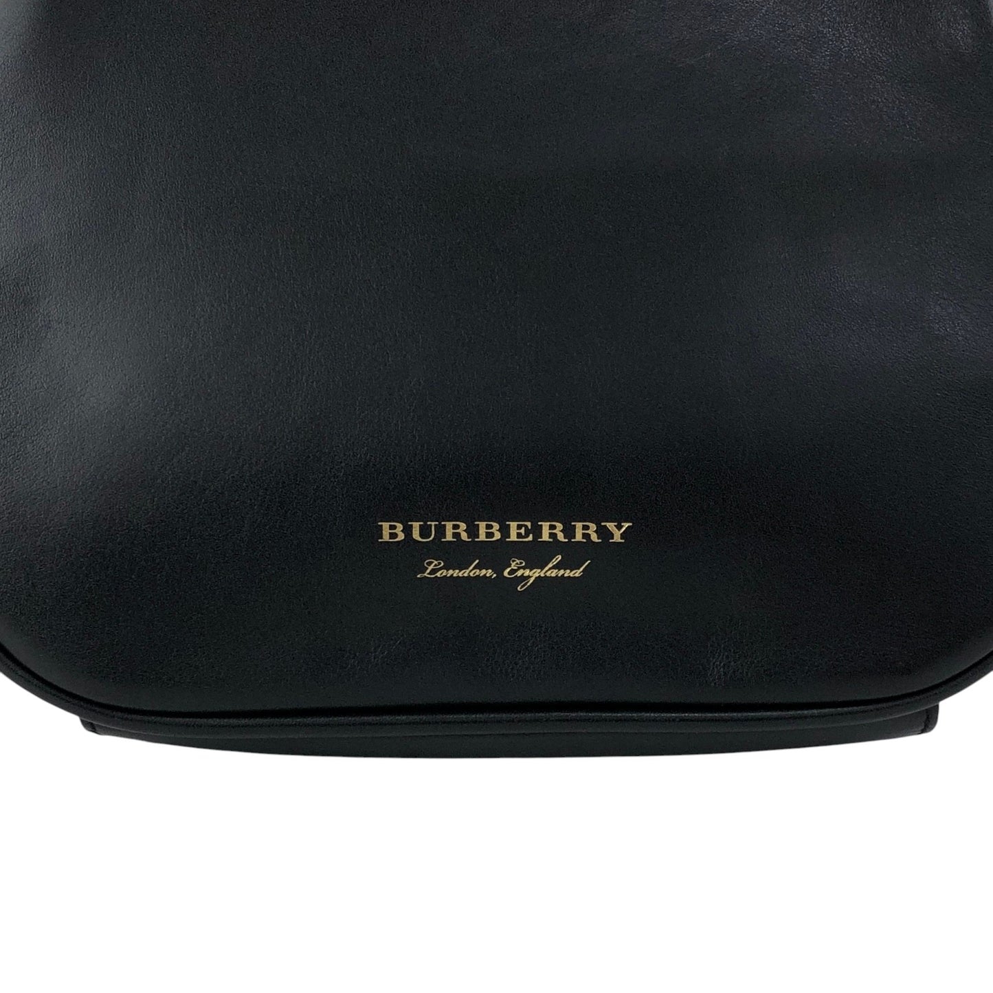 BURBERRY Logo Metal Clasp Shoulder bag Black Vintage hdymvu