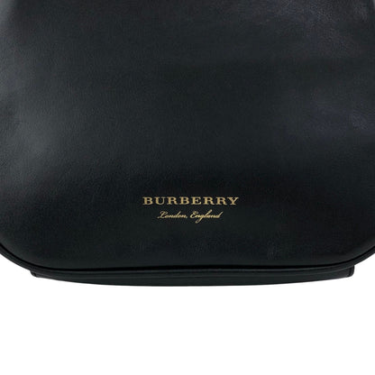 BURBERRY Logo Metal Clasp Shoulder bag Black Vintage hdymvu