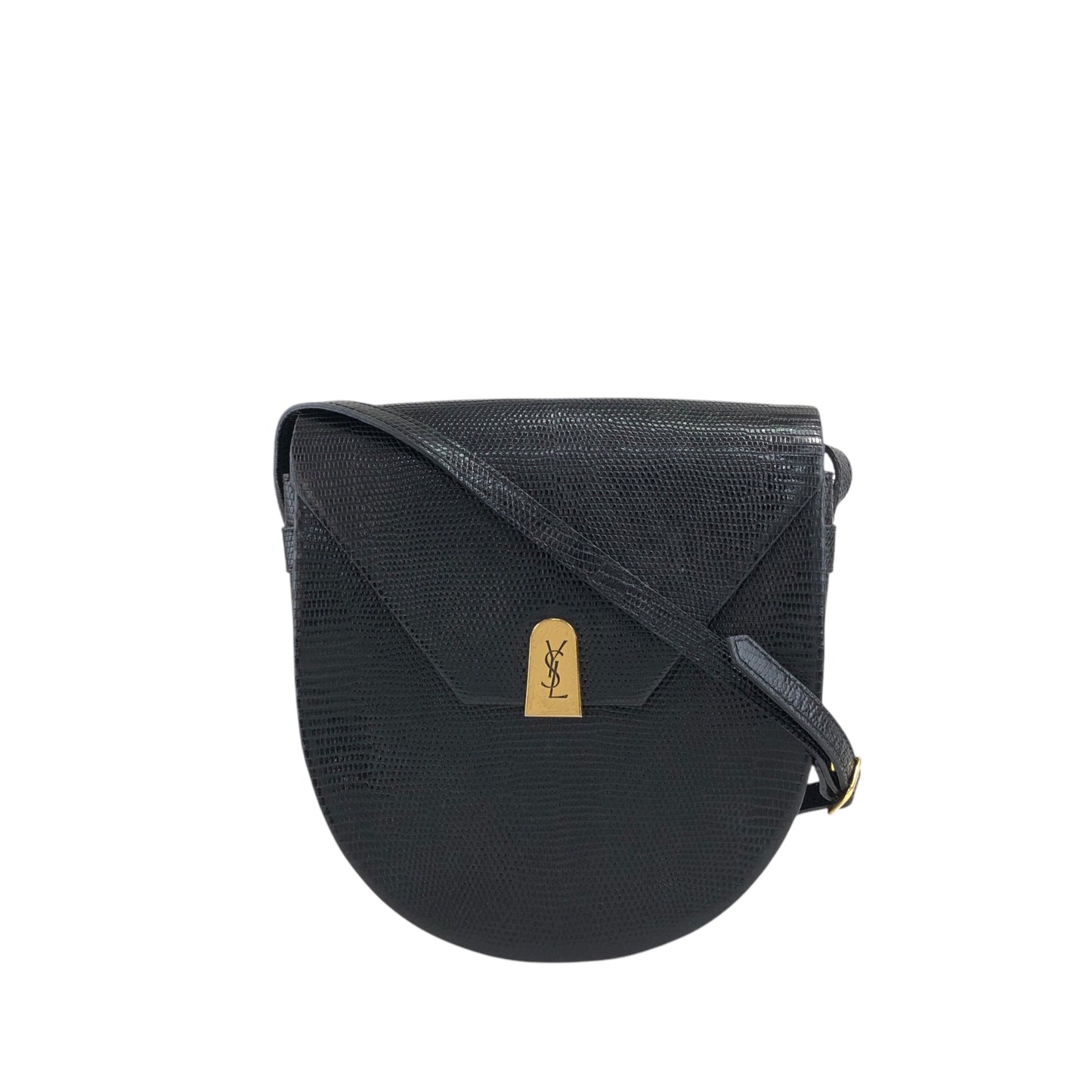 Yves Saint Laurent YSL Logo Shoulder bag Black Vintage rnmcrn