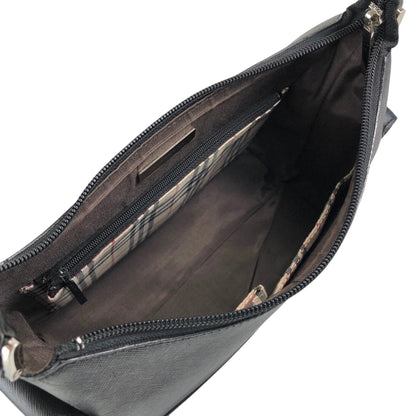 BURBERRY Logo Side Pocket Handbag Black Vintage bugrks