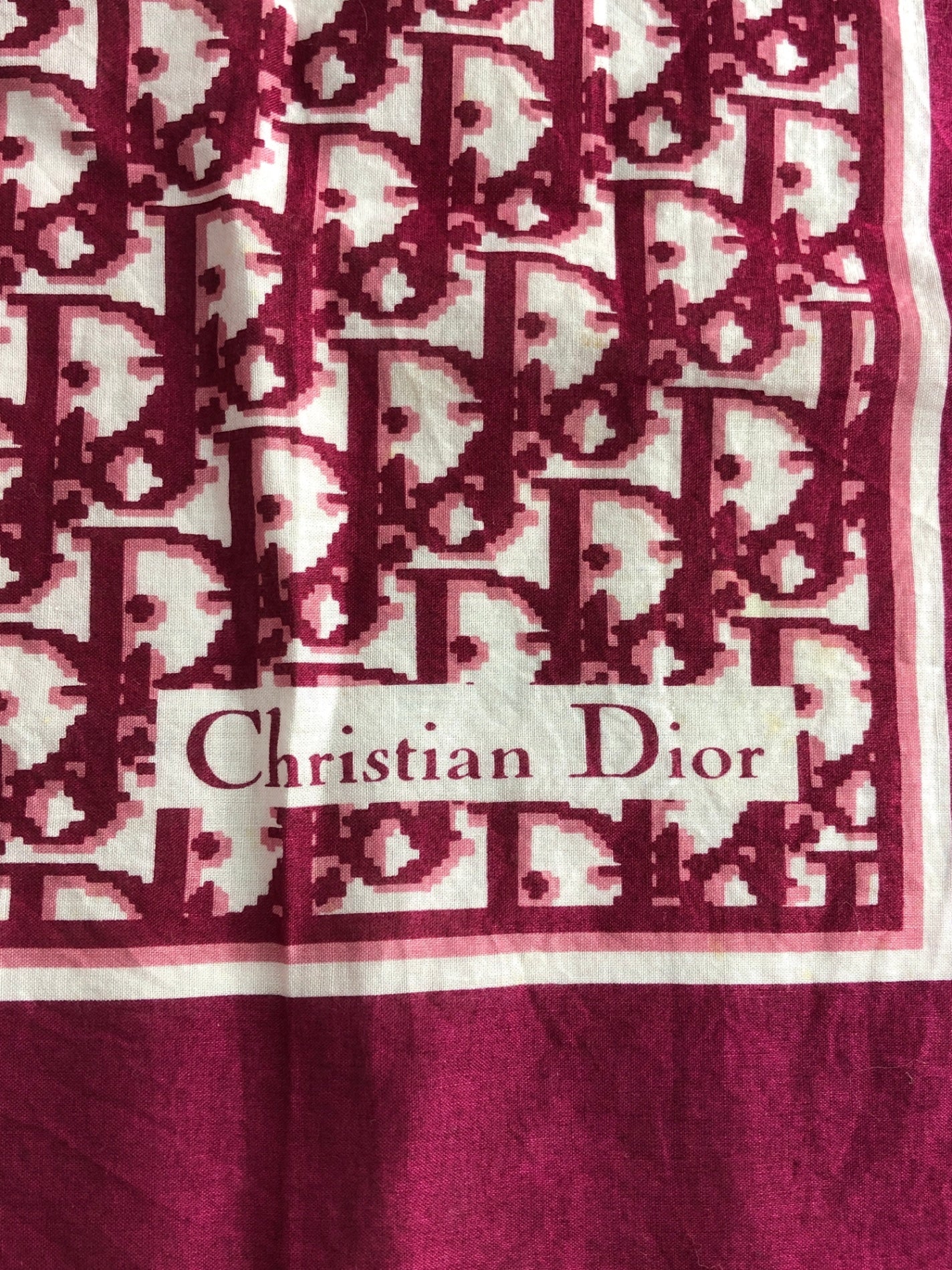Christian Dior Trotter Silk Scarf Wine red×White Vintage gbe3ga