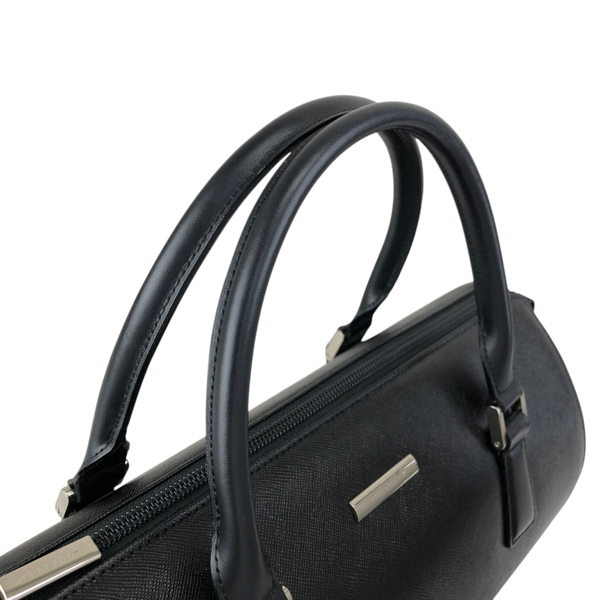BURBERRY Logo Handbag Black Vintage 6vdsyy