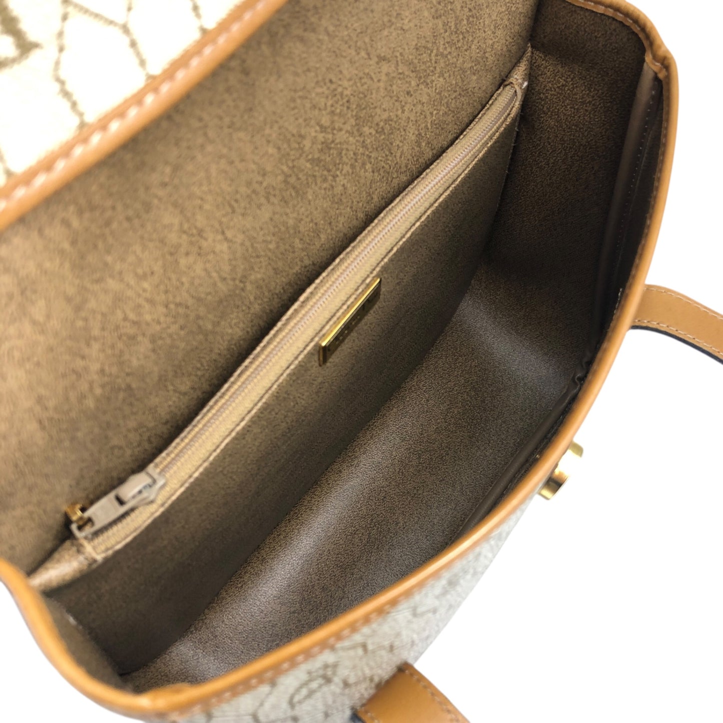 Christian Dior Honeycomb Pattern Handbag Beige Vintage 64sff4