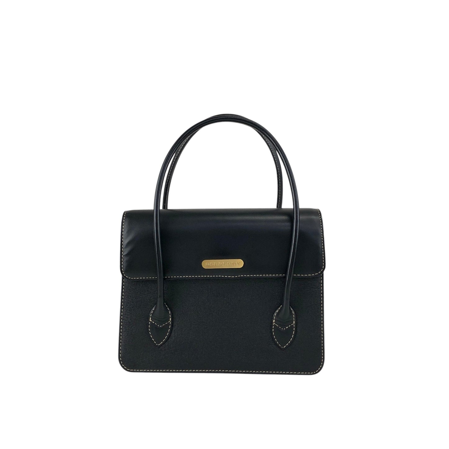 BURBERRY Logo Handbag Black Vintage 3ziibs