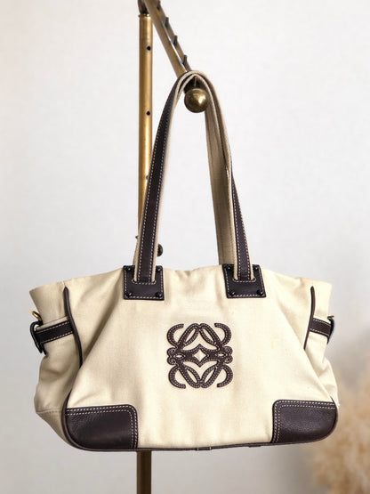 LOEWE Anagram Shoulder bag Totebag Beige Vintage pyd3ku