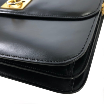 CELINE Gancini Leather Shoulder bag Black Vintage kmhh2a