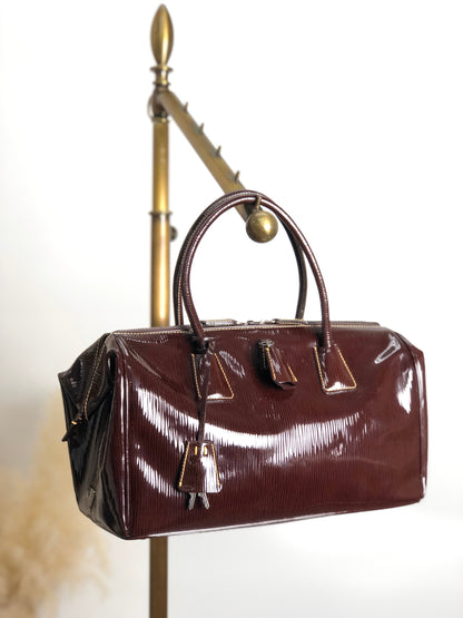 PRADA Triangle Logo Boston bag Handbag Brown Vintage kyxpym