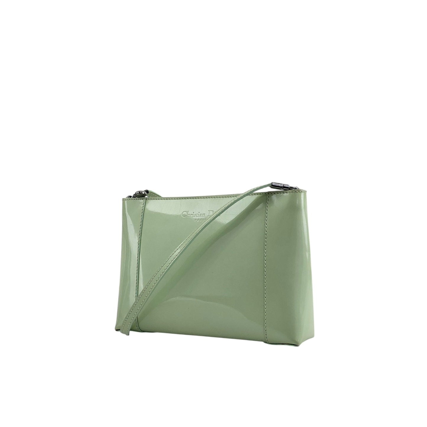 Christian Dior Logo Embossed Shoulder bag Green Vintage 7izpjd