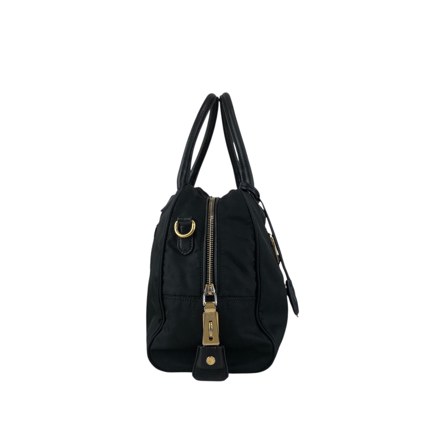 PRADA Tessuto Triangle Logo Padlock Two-way Small Boston bag Shoulder bag Black Vintage ha37gm