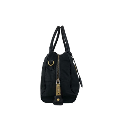 PRADA Tessuto Triangle Logo Padlock Two-way Small Boston bag Shoulder bag Black Vintage ha37gm