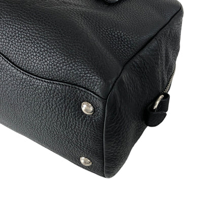 PRADA Logo Embossed Small Boston bag Handbag Black Vintage 2nb76v
