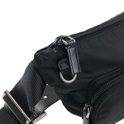 PRADA Triangle Logo Front Pocket Shoulder bag Black Vintage cydhig