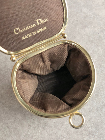 Christian Dior Logo Embossed Coin Purse Brown Vintage svpmy8