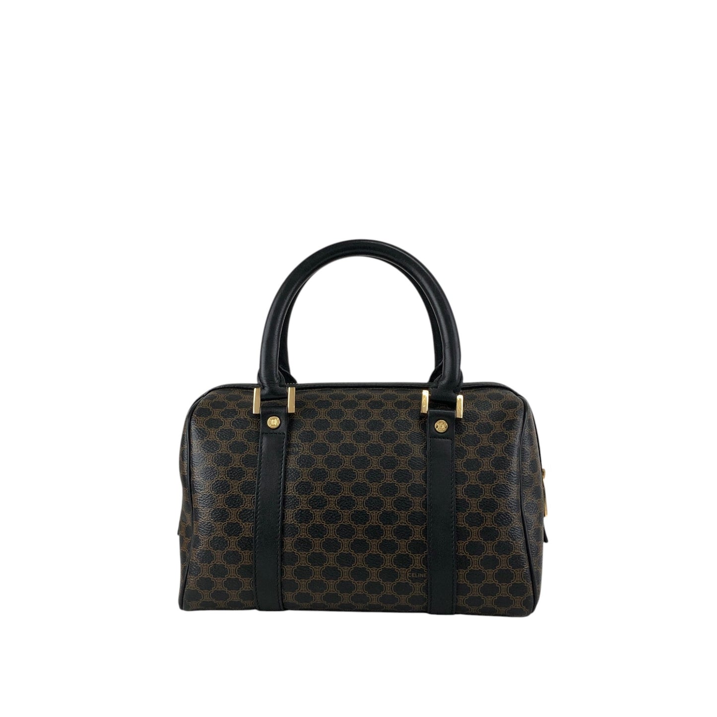 CELINE Macadam Small Boston bag Handbag Black Vintage py4p2e