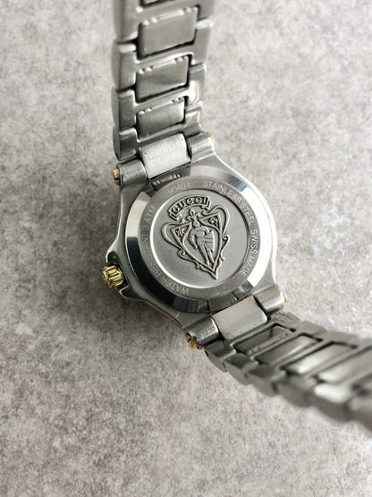 GUCCI Logo Quartz Watch Silver 9040L Vintage xggffd