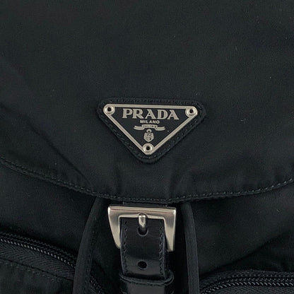 PRADA Triangle Logo Double Pocket Backpack Black Vintage u4u7vk