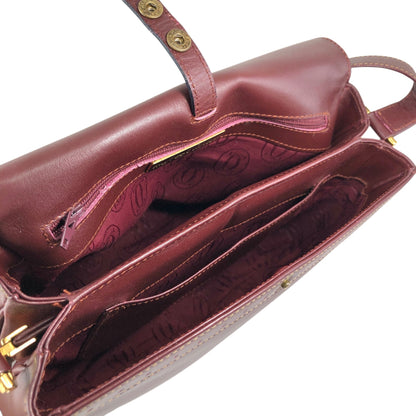 Cartier Logo Embossed Round Shoulder bag Bordeaux Vintage i6sky4