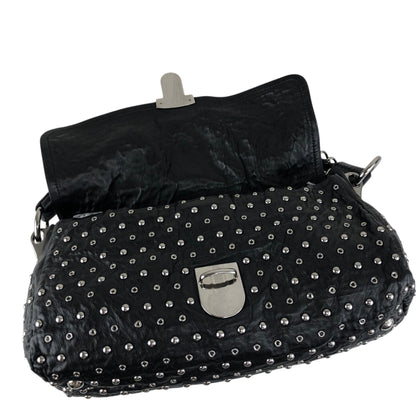 PRADA Studs Pushlock Shoulder bag Black Vintage mh4vuk