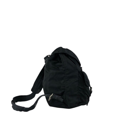 PRADA Tessuto Triangle Logo Double Pocket Backpack Black Vintage mehbr8