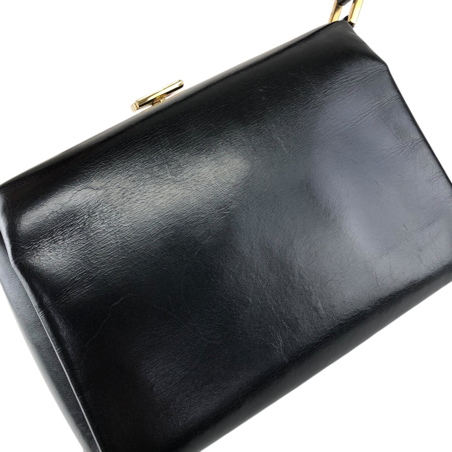 GUCCI Logo Handbag Vanity bag Black Vintage aitdmr