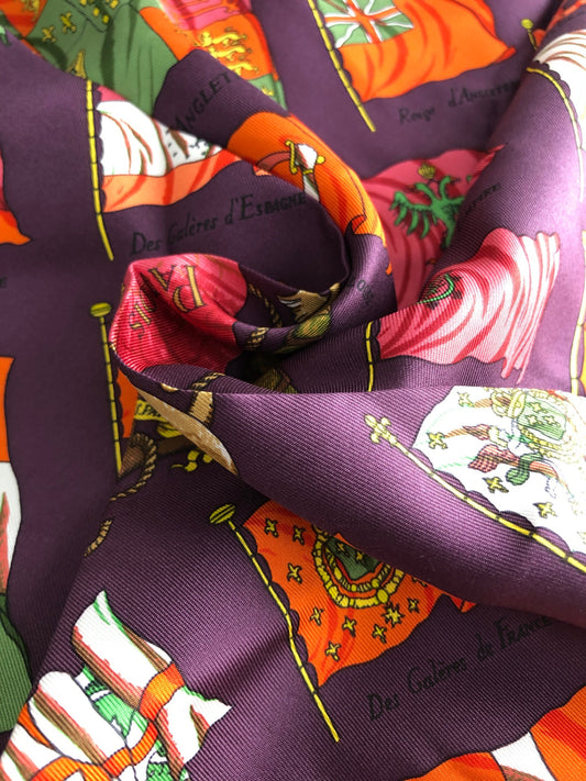 HERMES Silk Scarf Purple PAVOIS Vintage bpw8jp
