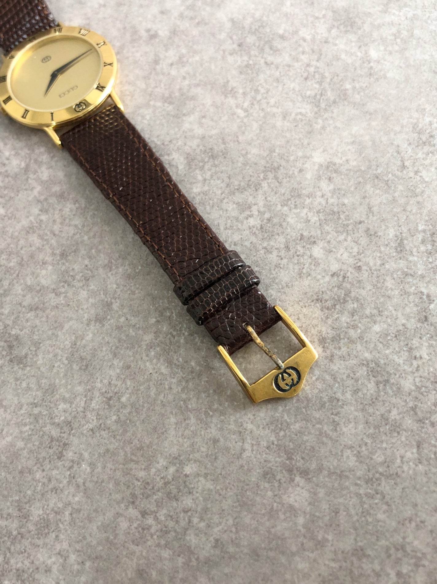 GUCCI Logo  Watch Brown 3300M Vintage 2pcrj6