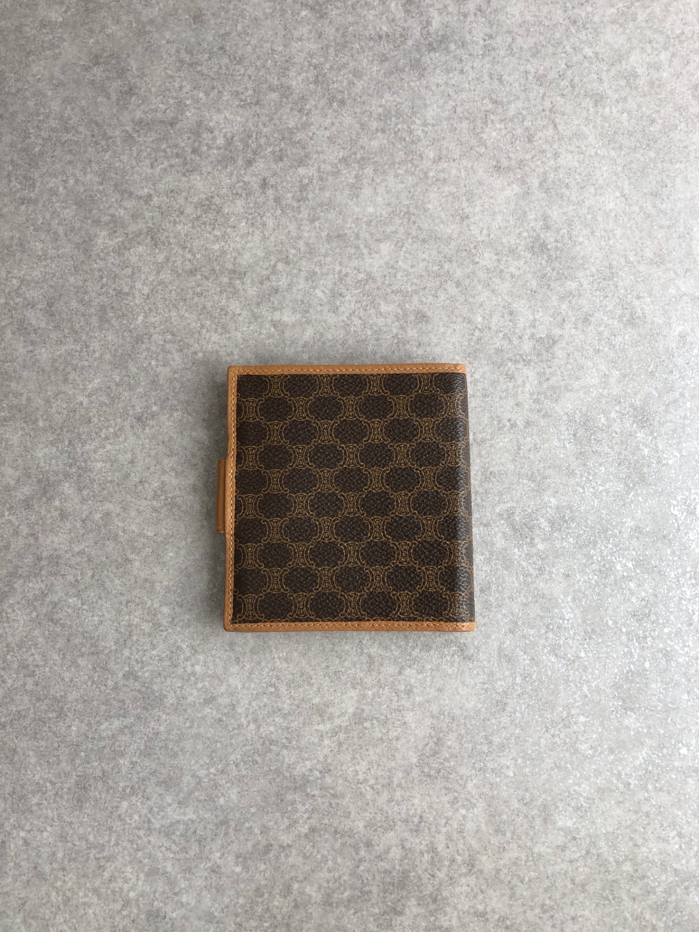 CELINE Macadam Triomphe Folded Wallet Brown Vintage bcju54