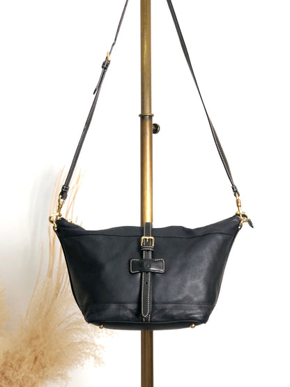 LOEWE Logo Front Buckle Two-way Handbag Shoulder bag Black Vintage pszdm6