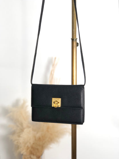 CELINE Gancini Shoulder bag Black Vintage 5hj33y