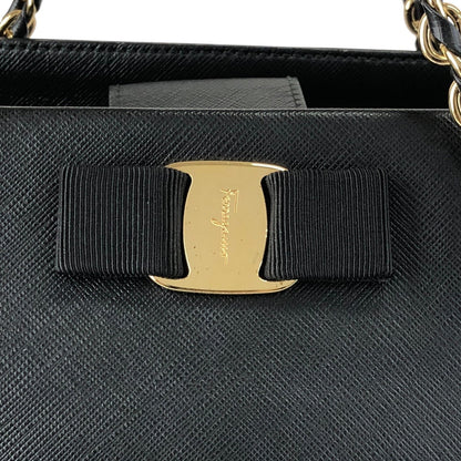 Salvatore Ferragamo Vala Ribbon Handbag Chain Shoulder bag Black Vintage 7fajd7
