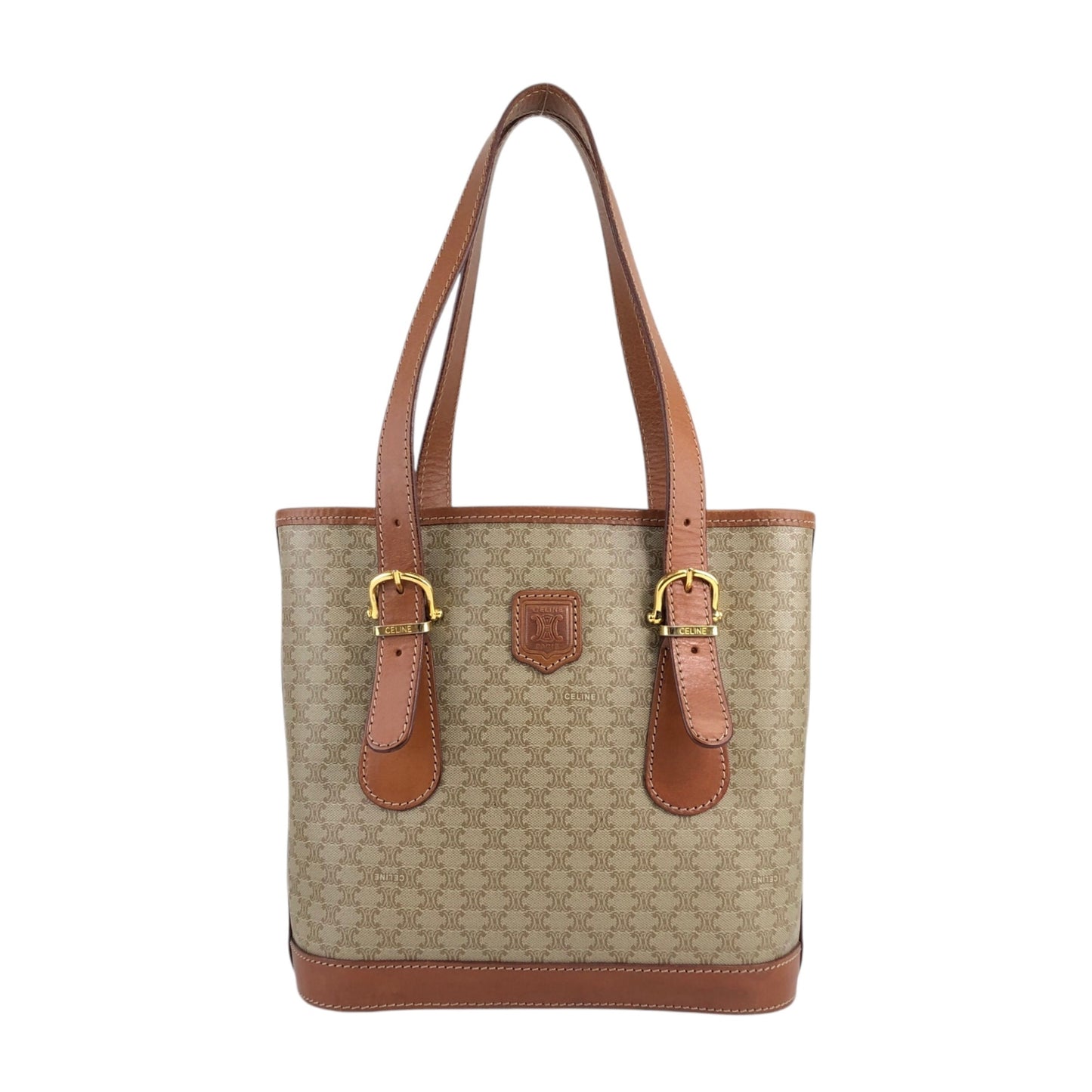 CELINE Macadam Blason Shoulder bag Totebag Beige Vintage arbnmz