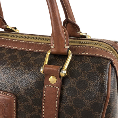 CELINE Macadam Blason Small Boston bag Handbag Brown Vintage ezay86