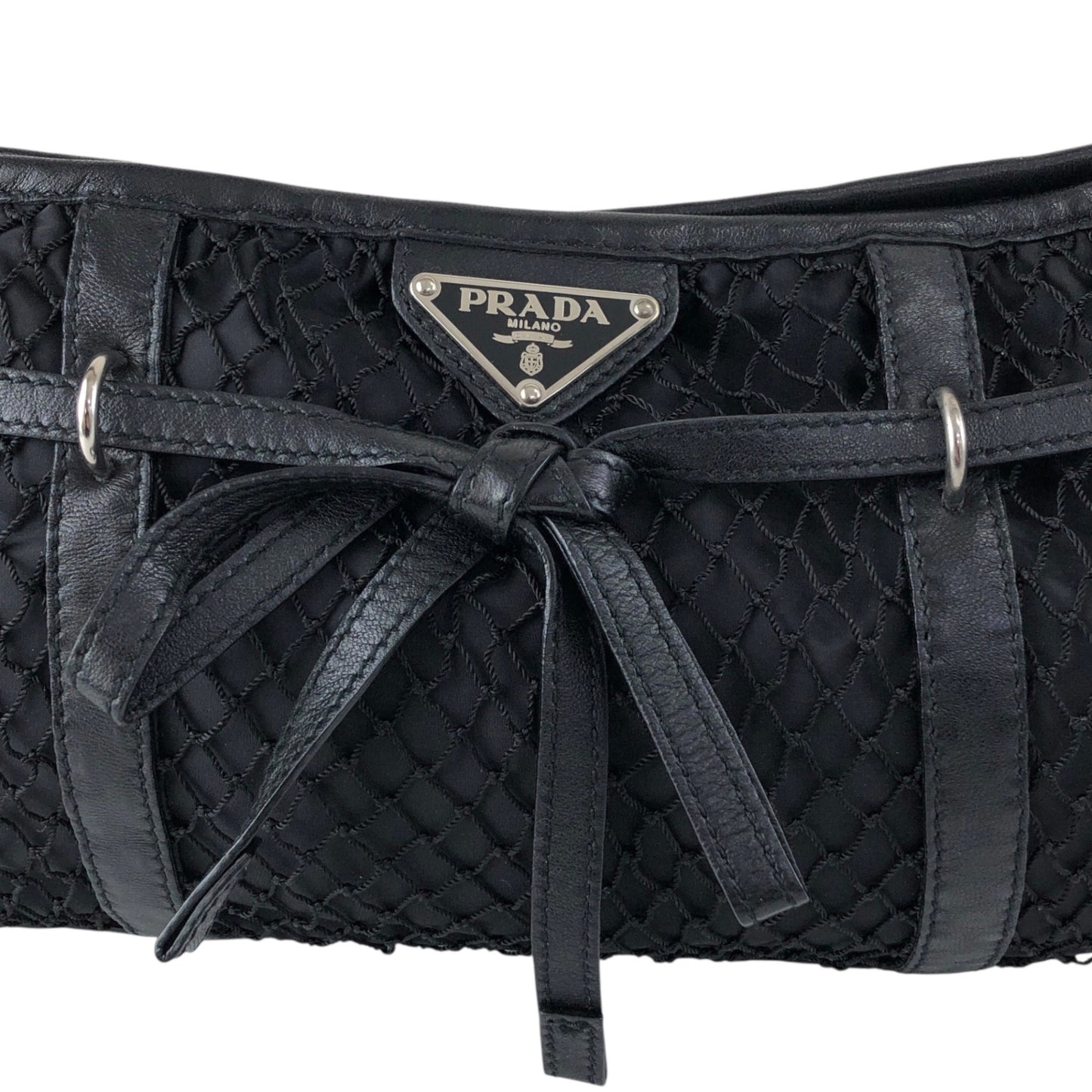 PRADA Tessuto Triangle Logo Shoulder bag Black Vintage 7hmnip