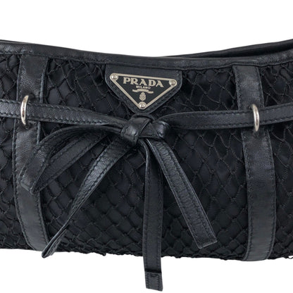 PRADA Tessuto Triangle Logo Shoulder bag Black Vintage 7hmnip