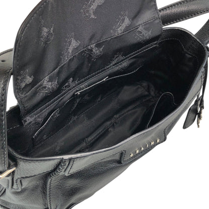 CELINE Horse Carriage Shoulder bag Black Vintage 6inwsp