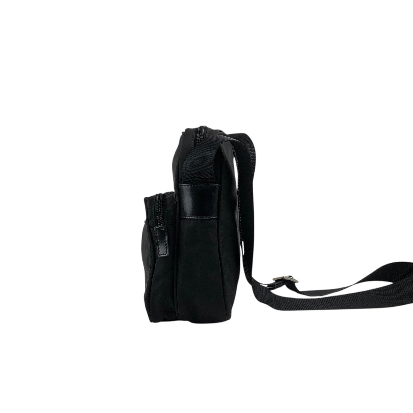 PRADA Tessuto Triangle Logo Small Shoulder bag Black Vintage 2vvf25