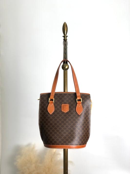 CELINE Macadam Blason Handbag Brown Vintage 5s22vy