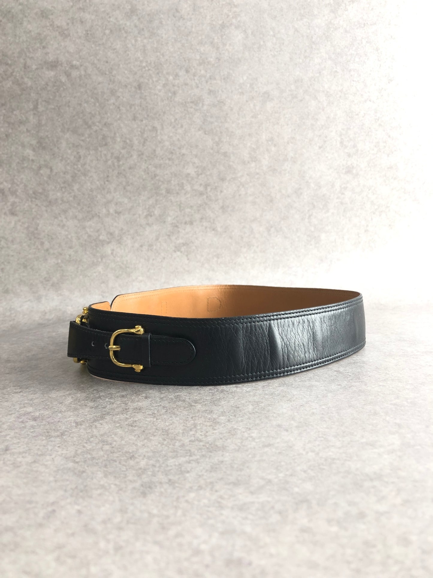 CELINE Horse Bit Belt Black Vintage 3xm745